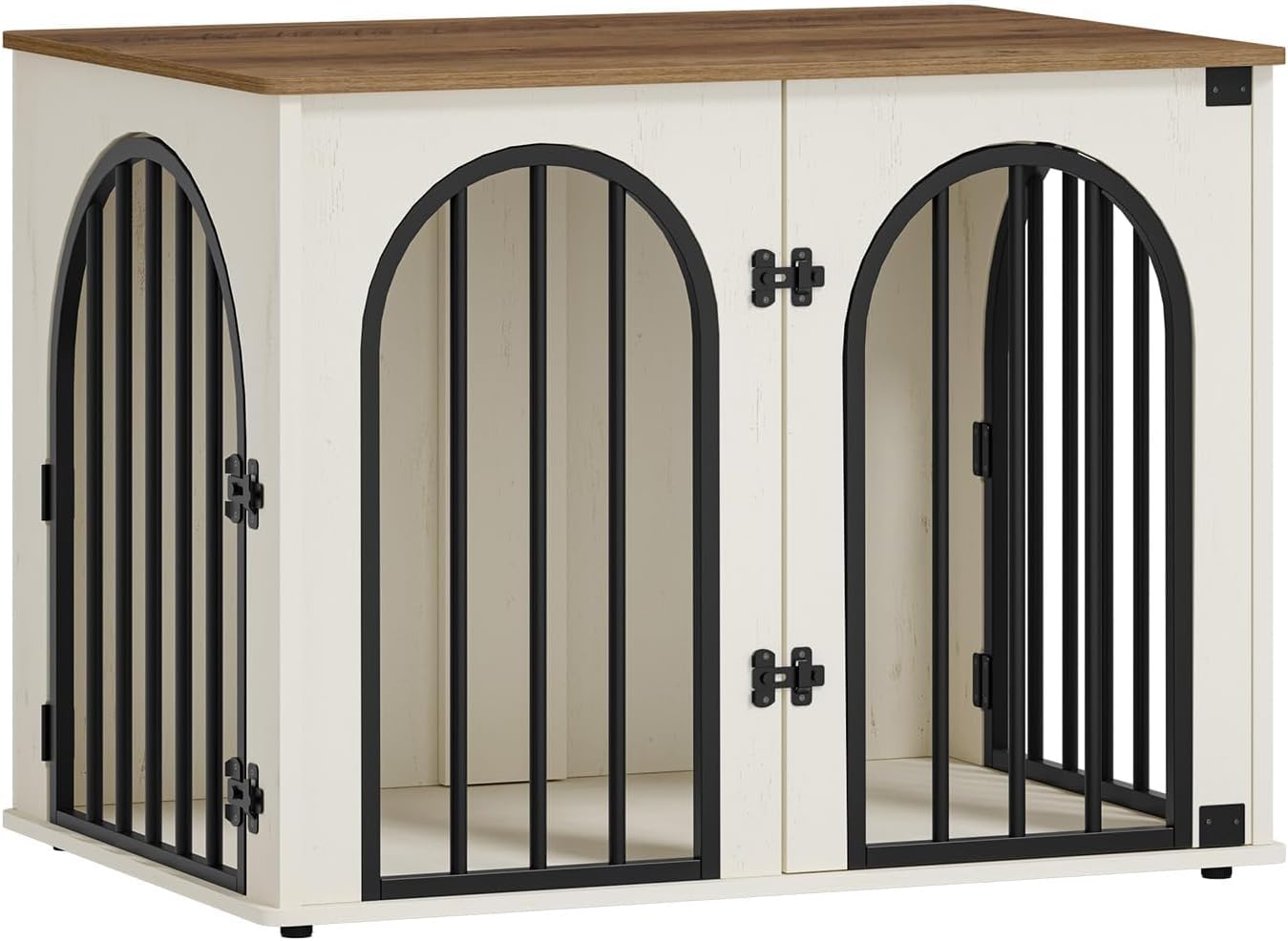 Hzuaneri 31.5'' Dog Crate Furniture,Dog Kennel Indoor for Small/Medium Dogs | Dog Kennel Furniture Wooden Dog Cage Heavy Duty Dog Crate Decorative Pet House End Side Table TV Stand,White Brown DFC85114B